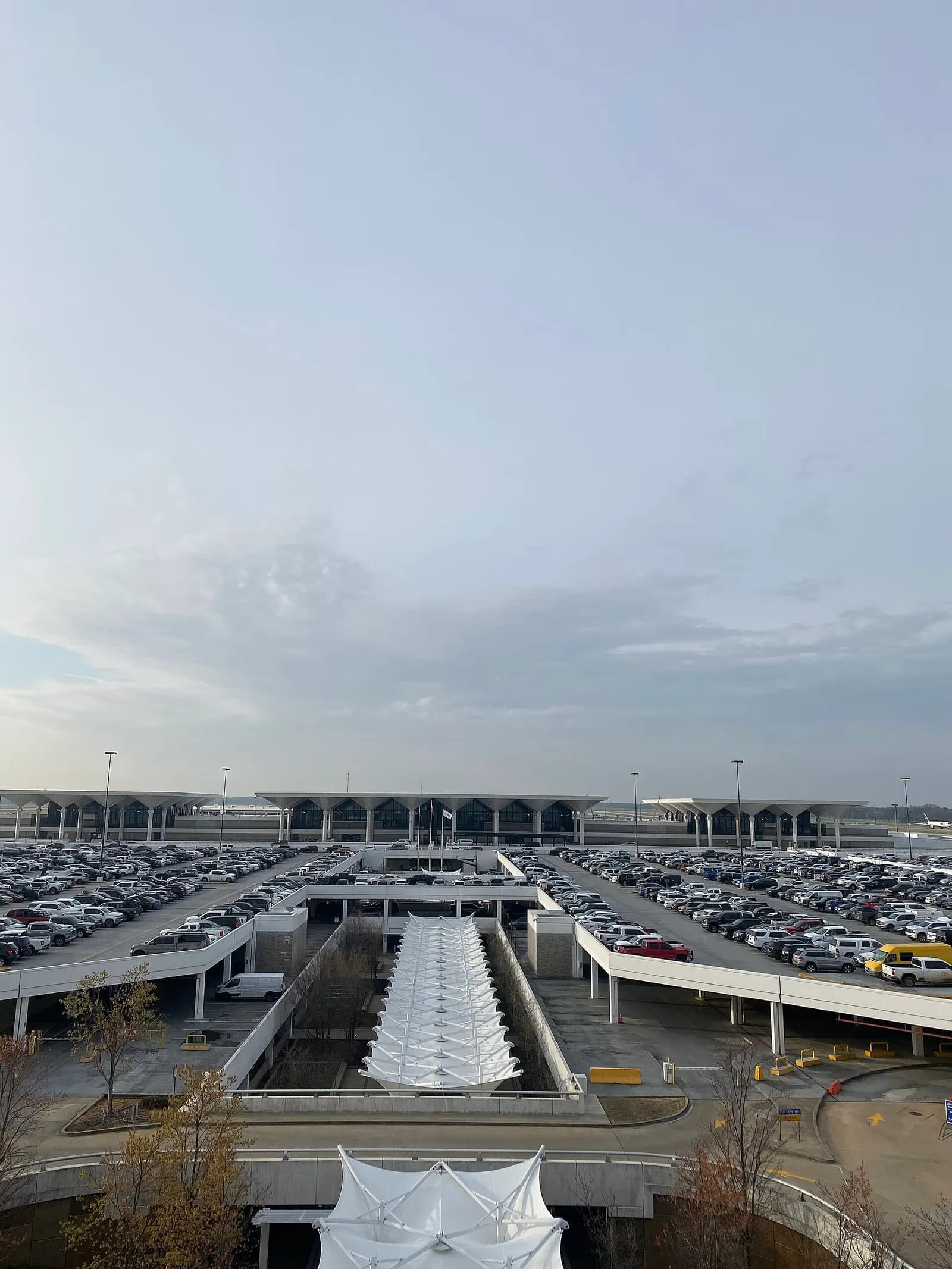 Main passenger terminal at Memphis International Airport seen from the parking garage.