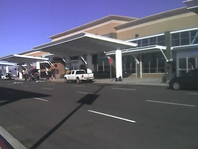 Landside face of the Rogue Valley International–Medford Airport terminal around the 2009 opening.
