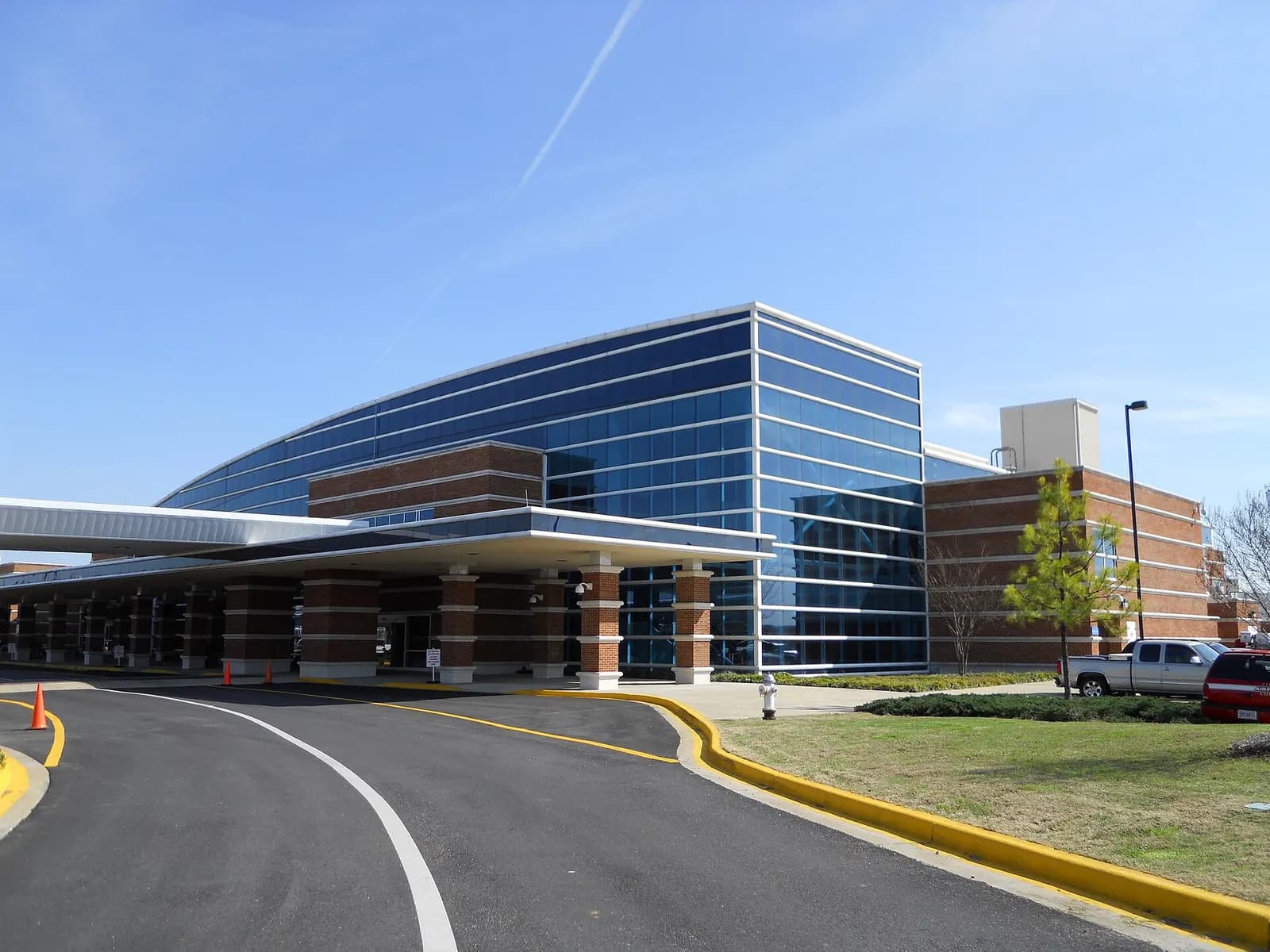 Exterior of the Montgomery Regional Airport passenger terminal at MGM