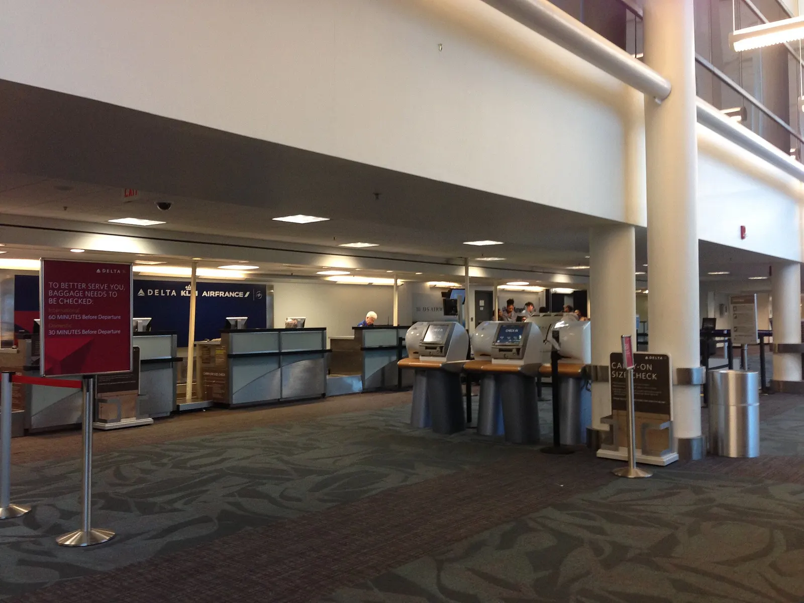 Airline check-in counters inside Montgomery Regional Airport