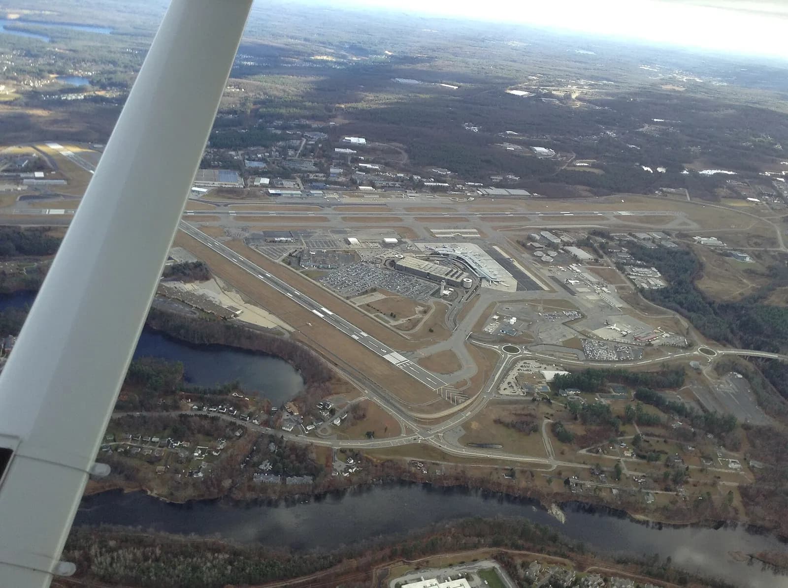 November 2014 aerial of Manchester-Boston Regional Airport from a Civil Air Patrol flight