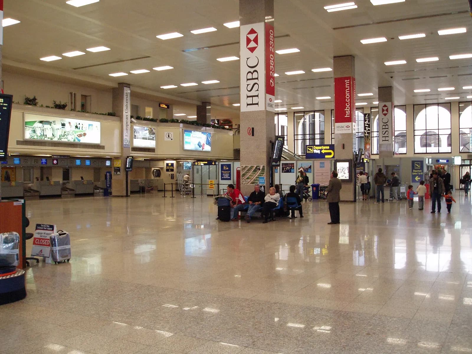 Departures lounge for the Malta International Airport .