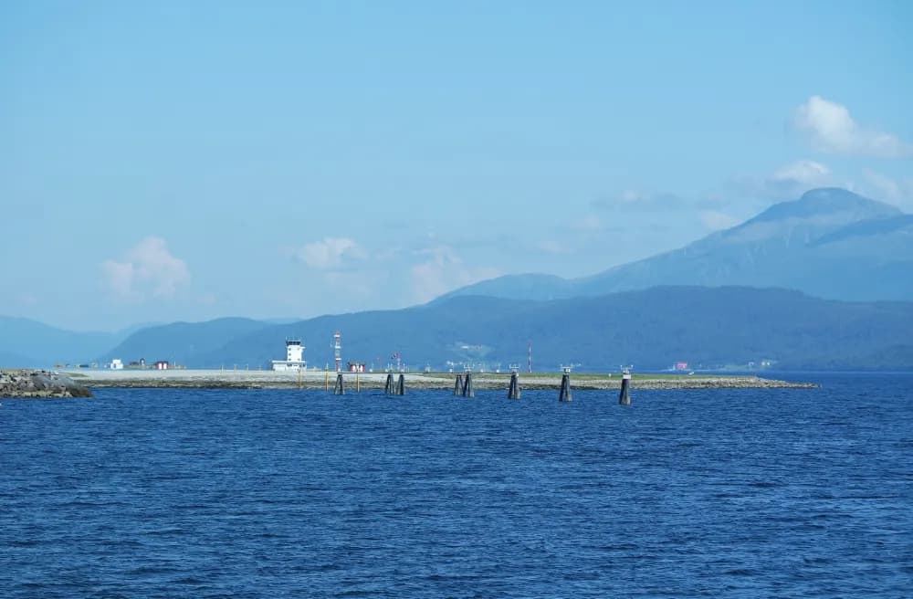 Molde Airport runway with Moldefjord beyond
