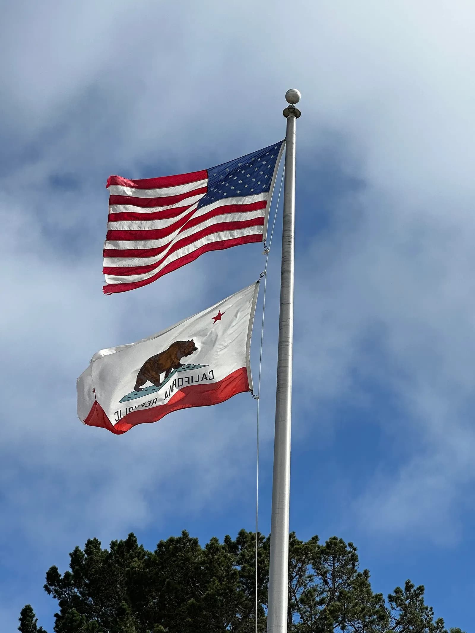 California and United States flags at Monterey Regional Airport