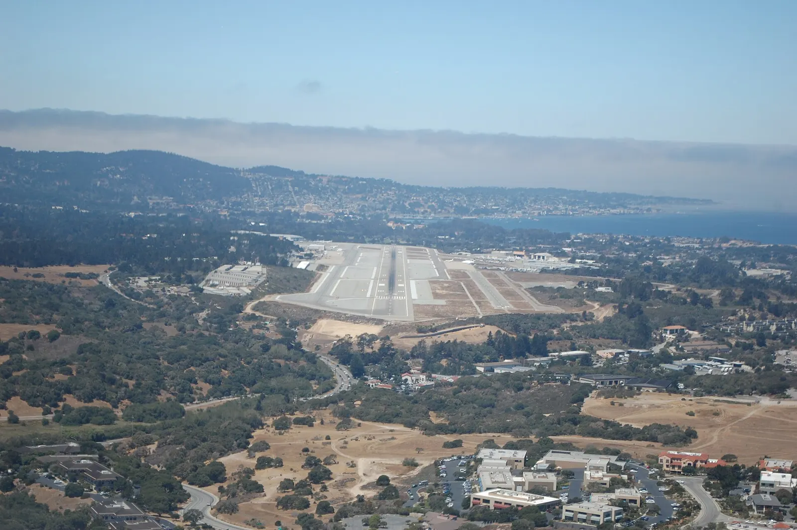 Aircraft on final approach to Monterey Regional Airport, photographed in 2014