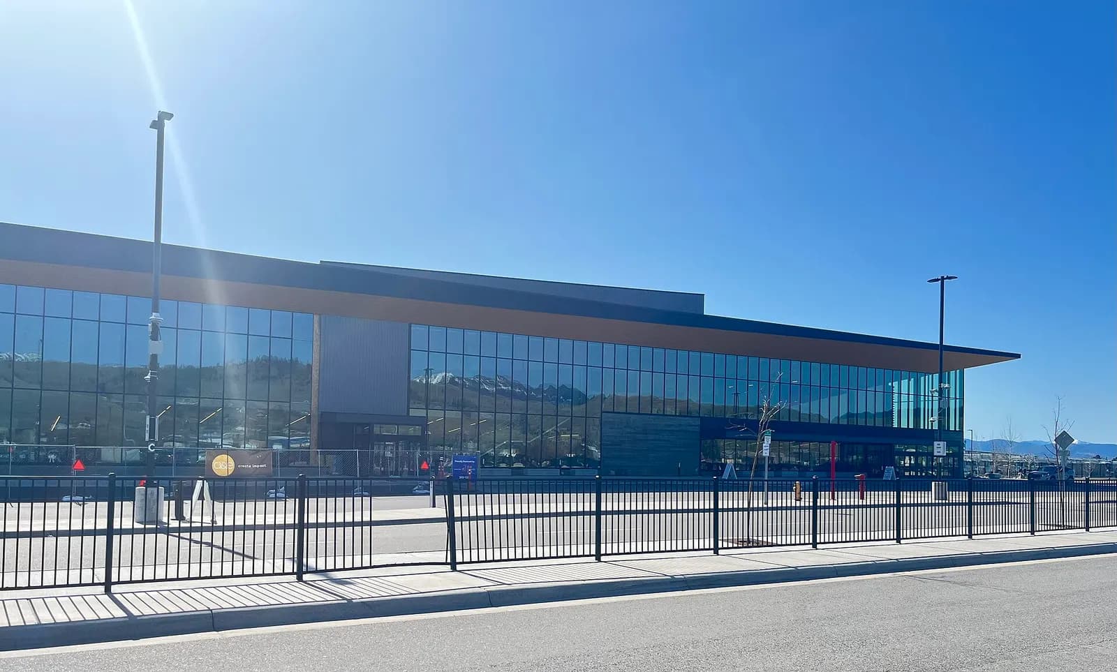 Front of the current Missoula Montana Airport terminal from the parking lot, April 2025