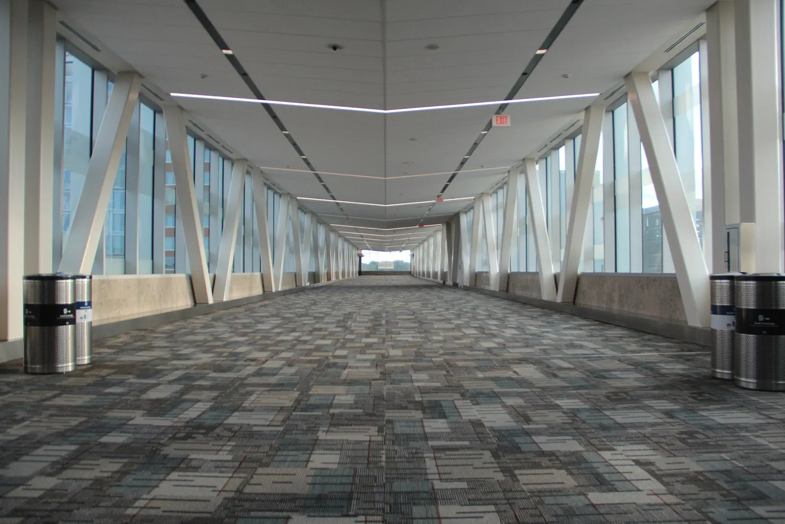 An enclosed glass skyway connecting the InterContinental Hotel to Terminal 1 at Minneapolis–Saint Paul International Airport.