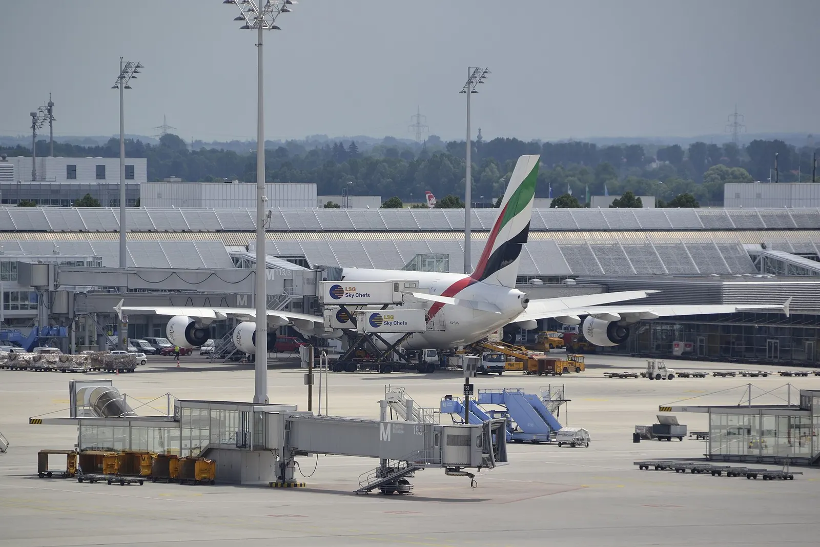 An Emirates Airbus A380 (A6-EDS) at Terminal 1 (Munich Airport), May 2012.