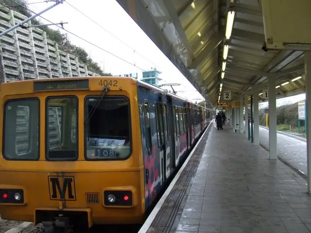 Platform at Newcastle Airport Metro station