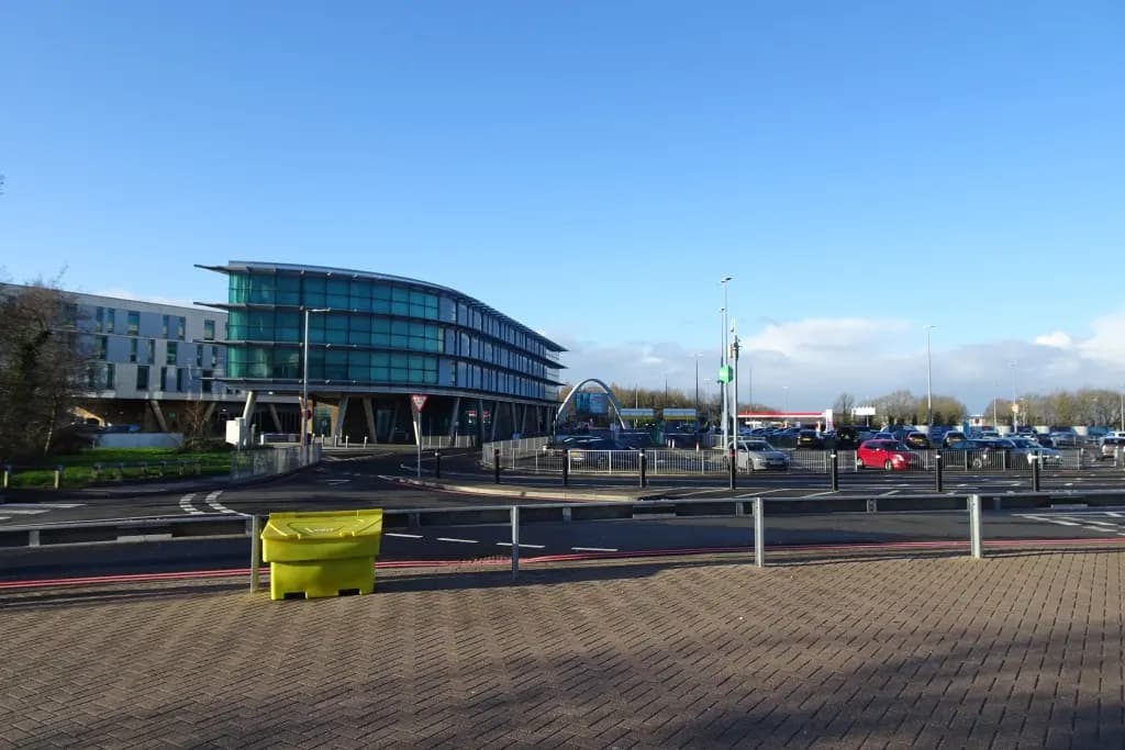 Front facade of Newcastle International Airport terminal
