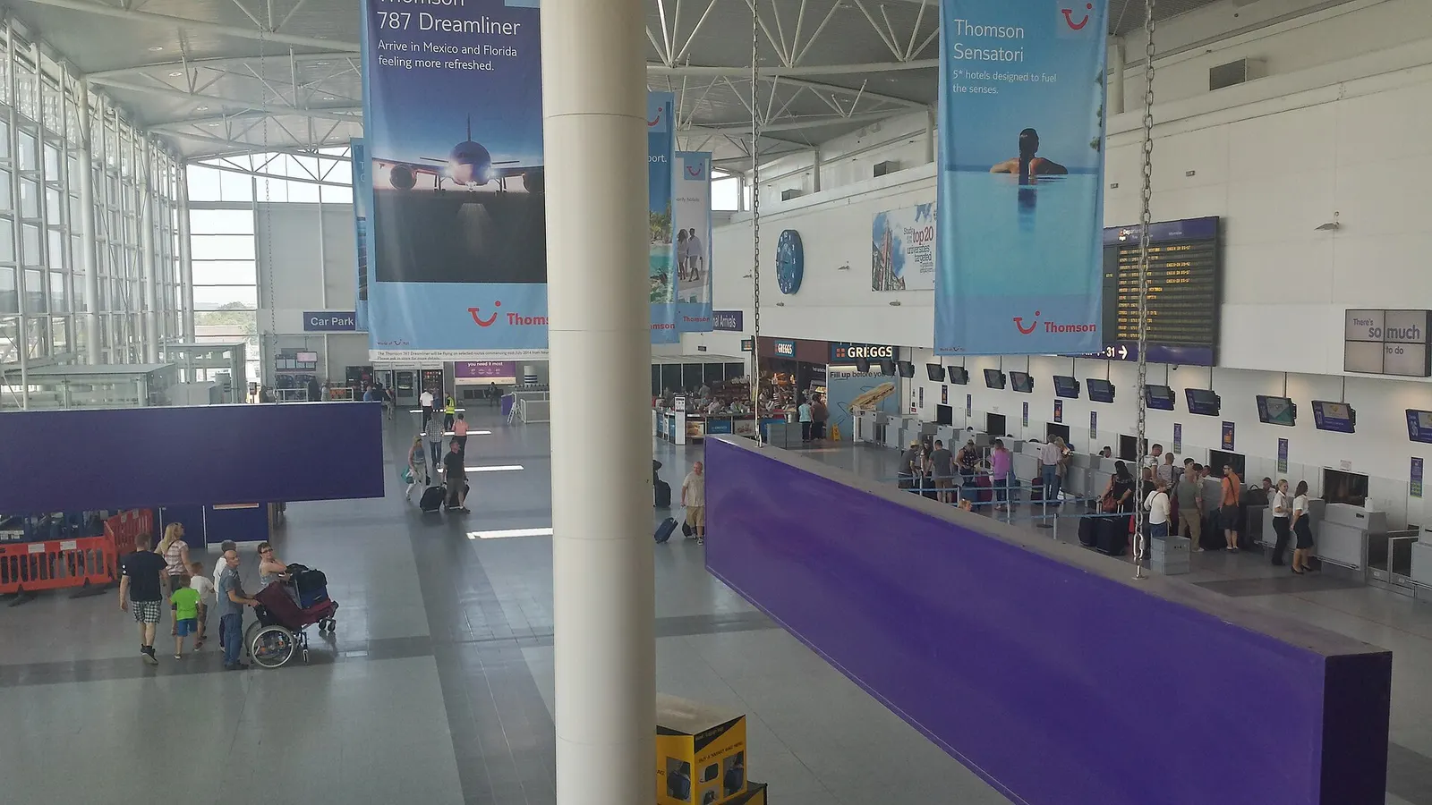 Indoor arrivals hall at Newcastle International Airport