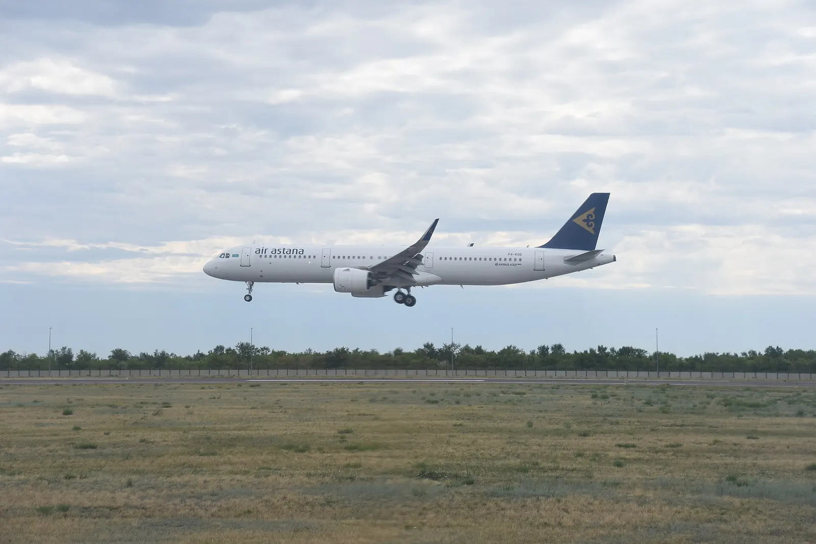 Air Astana landing at Nursultan Nazarbayev International Airport