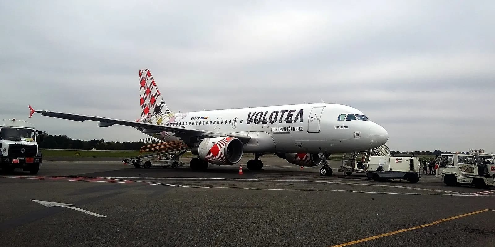 Volotea aircraft parked at Nantes Atlantique Airport