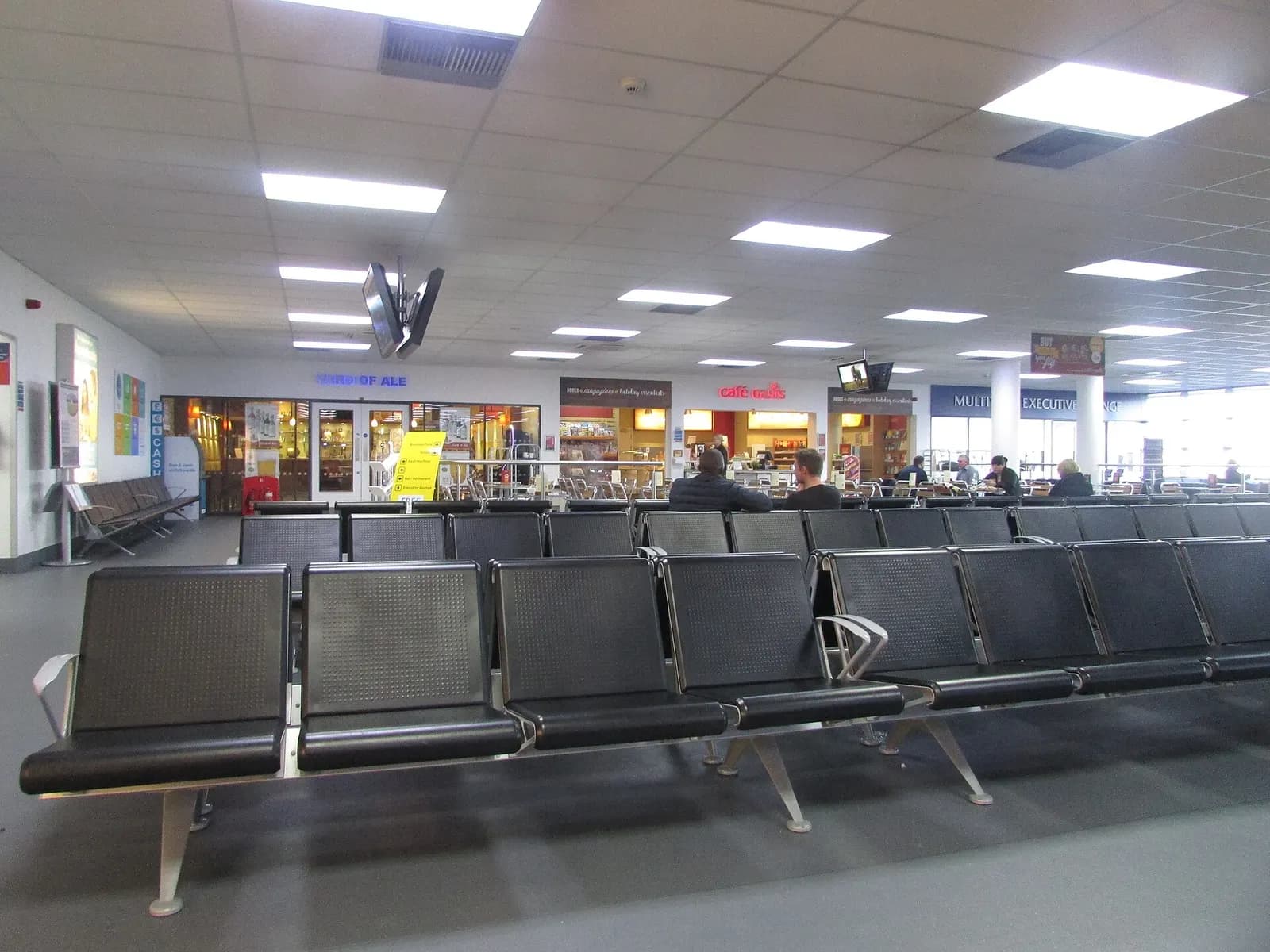 The waiting area and boarding gates at Norwich Airport which is located north of the city of Norwich , Norfolk, England.