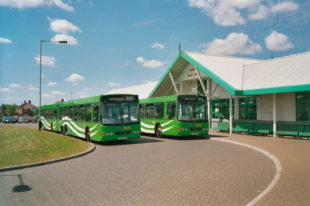 Norwich Airport Park & Ride terminal building beside the airport approach road
