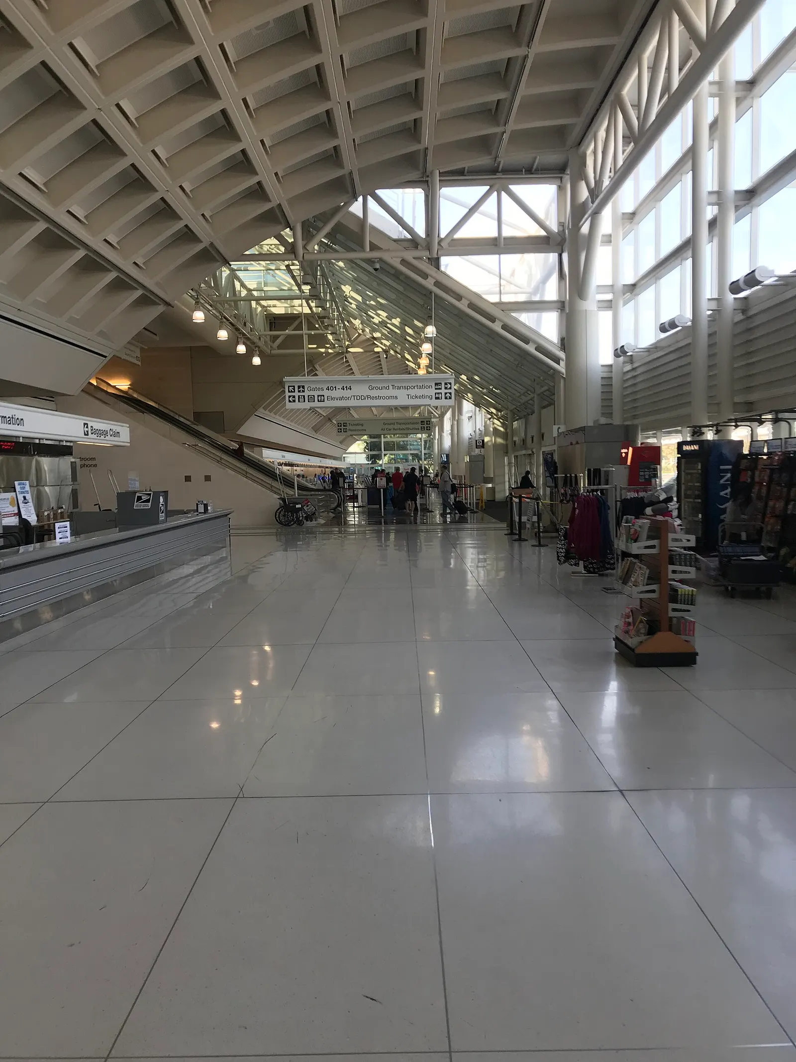 Check-in area inside Ontario International Airport.