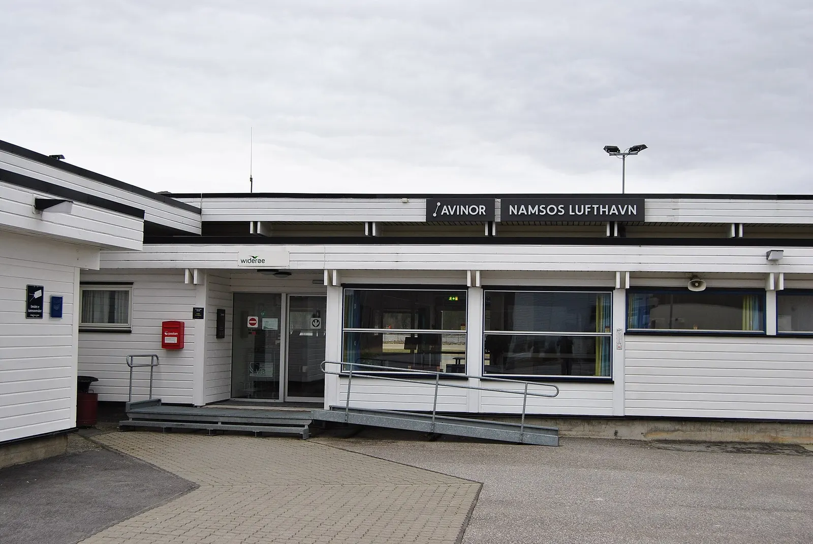 Namsos Airport terminal and mountains