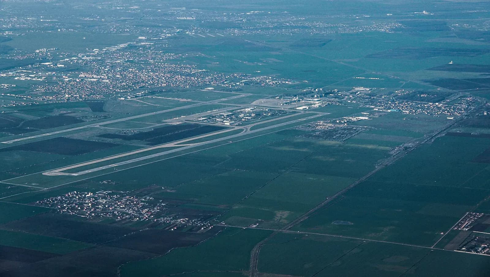 View from air of Henri Coanda International Airport in Bucharest, Romania