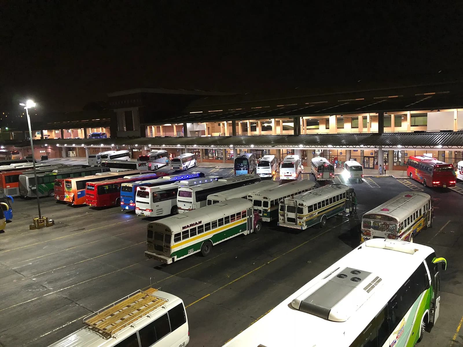 Wide exterior view of the National Bus Station complex at Albrook, Panama City.