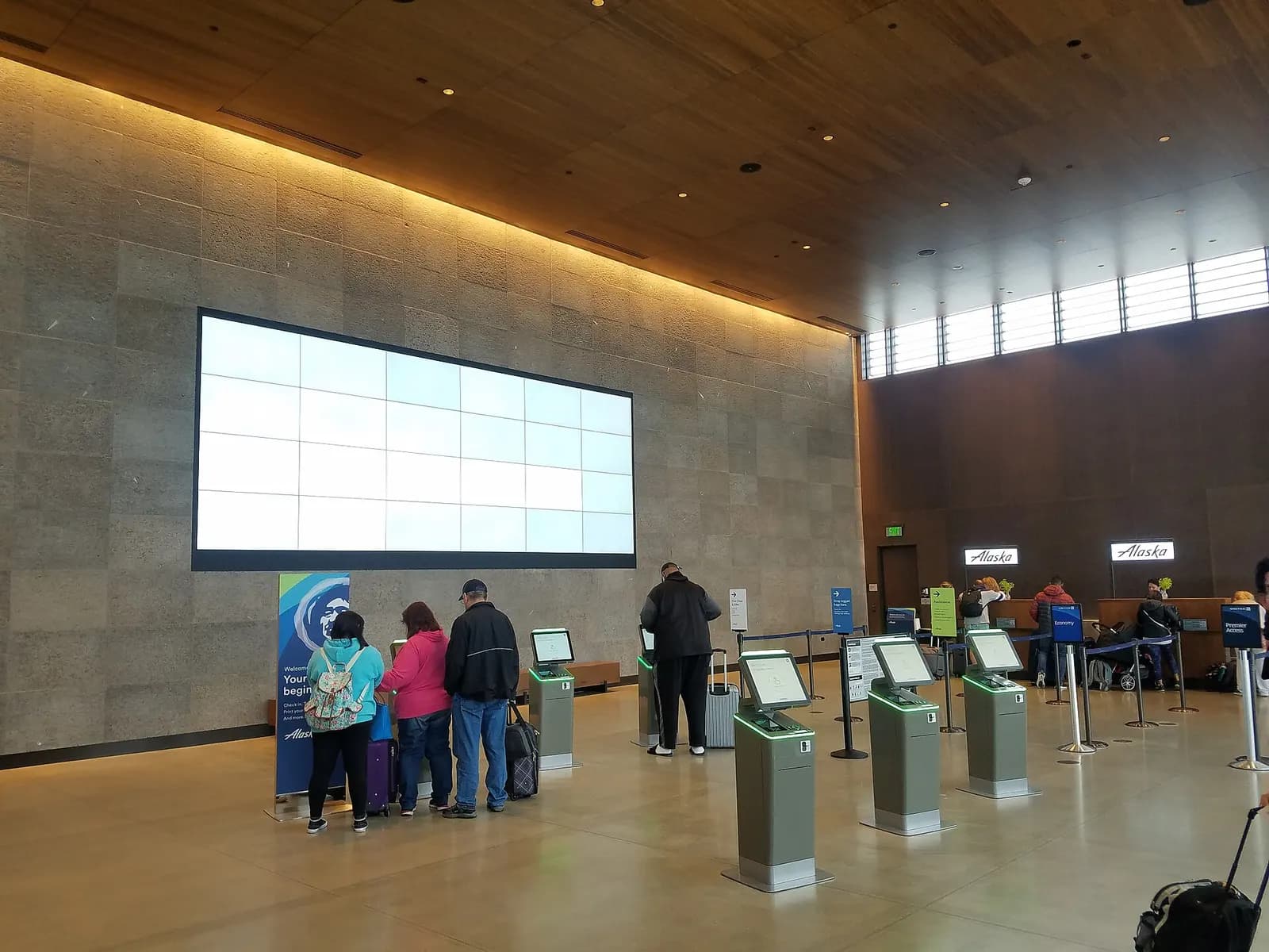 2019 interior of the Seattle Paine Field passenger terminal departures hall