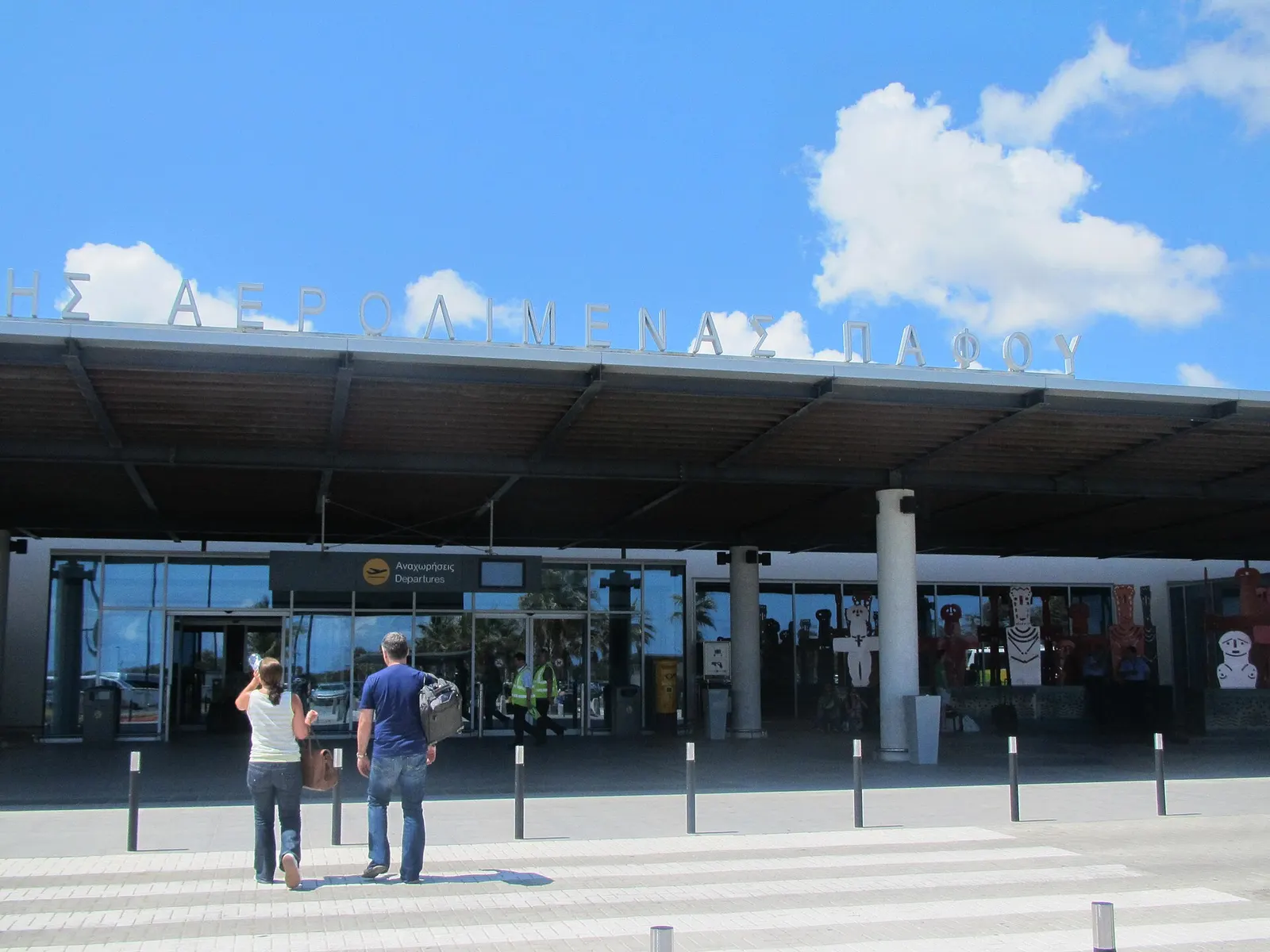 Exterior facade of Paphos International Airport terminal building