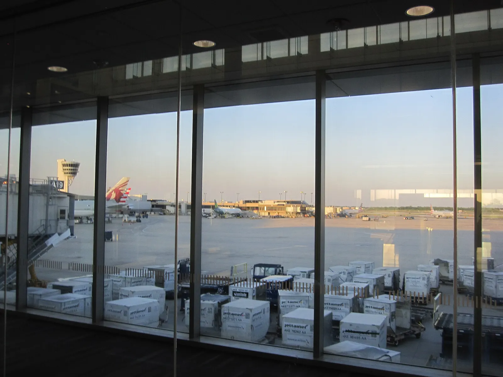 Window in Terminal A at Philadelphia International Airport in Philadelphia, Pennsylvania.