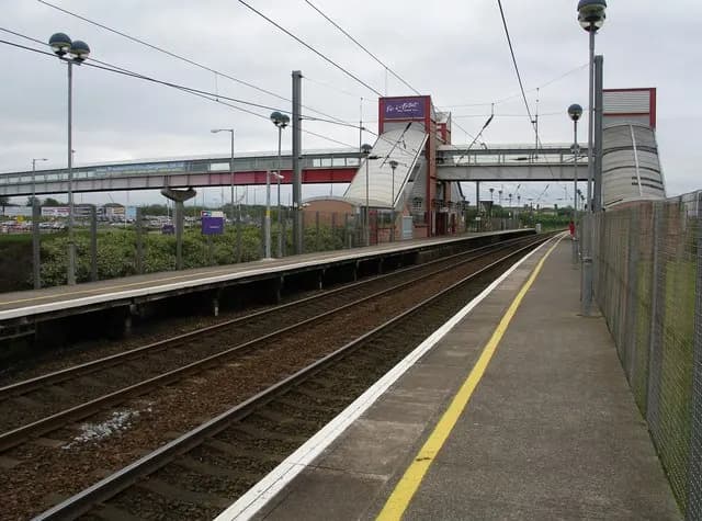 Prestwick Airport railway station looking along the platforms