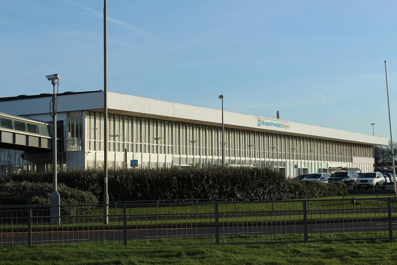 Glasgow Prestwick Airport passenger terminal exterior, January 2017