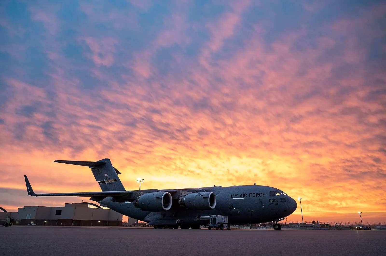 A C-17 Globemaster III assigned to the 911th Airlift Wing is parked on the flightline at the Pittsburgh International Airport Air Reserve Station, Pa., Nov. 19, 2024. The C-17 is a critical asset in the U.S. Air Force’s strategic airlift capabilities, designed for the rapid delivery of troops, equip