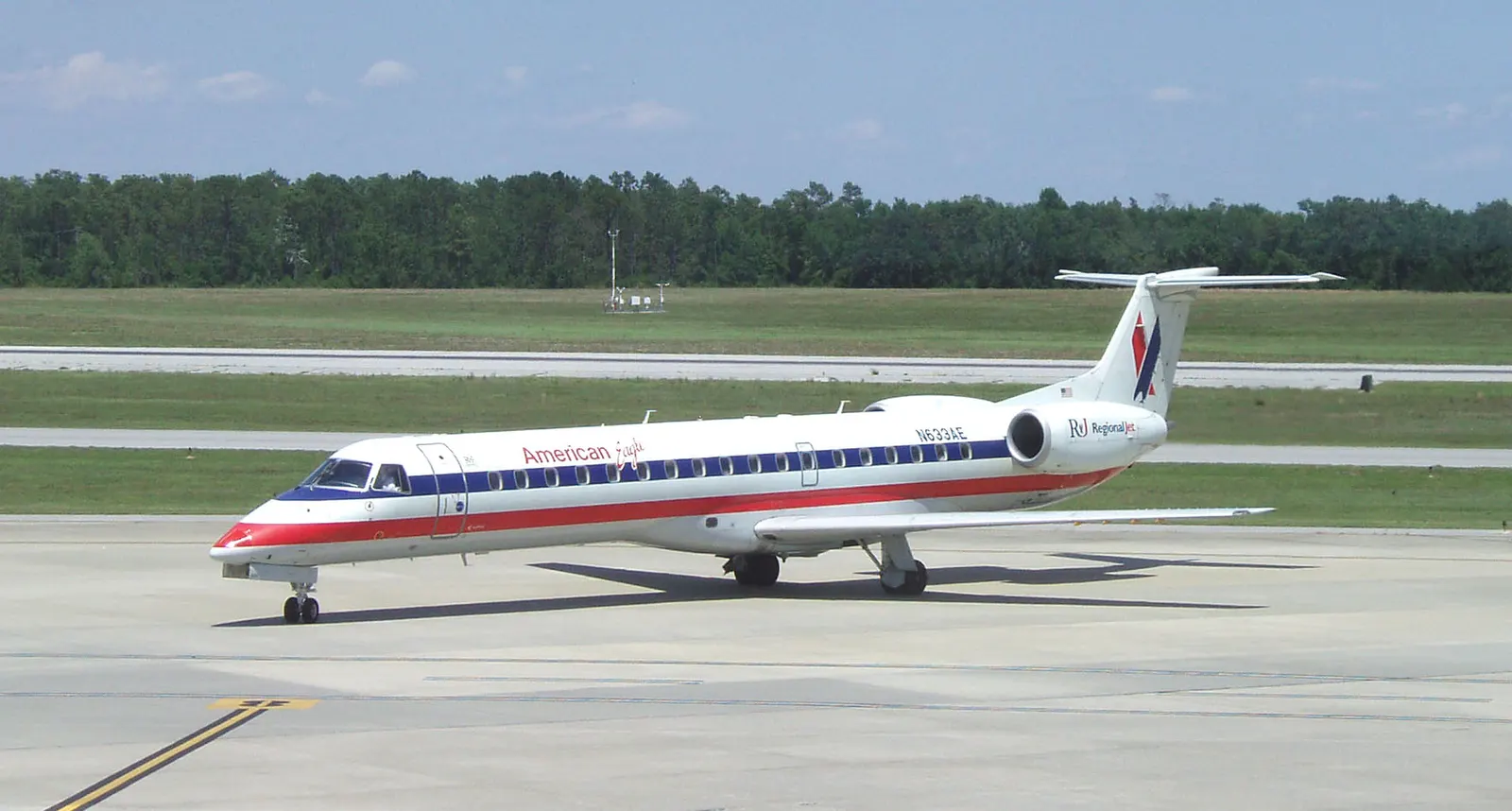 American Eagle regional jet on the ramp at Pensacola in May 2006