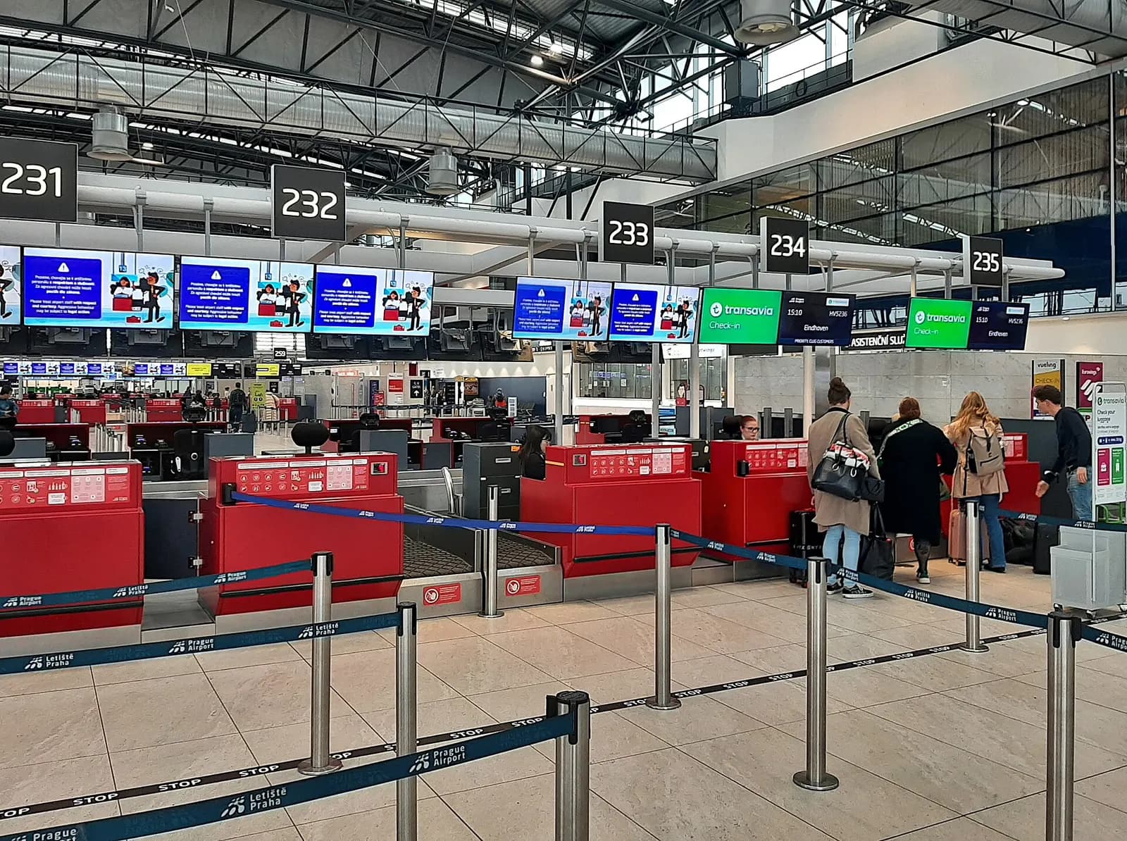 Check-in at Terminal 2, Václav Havel Airport Prague .