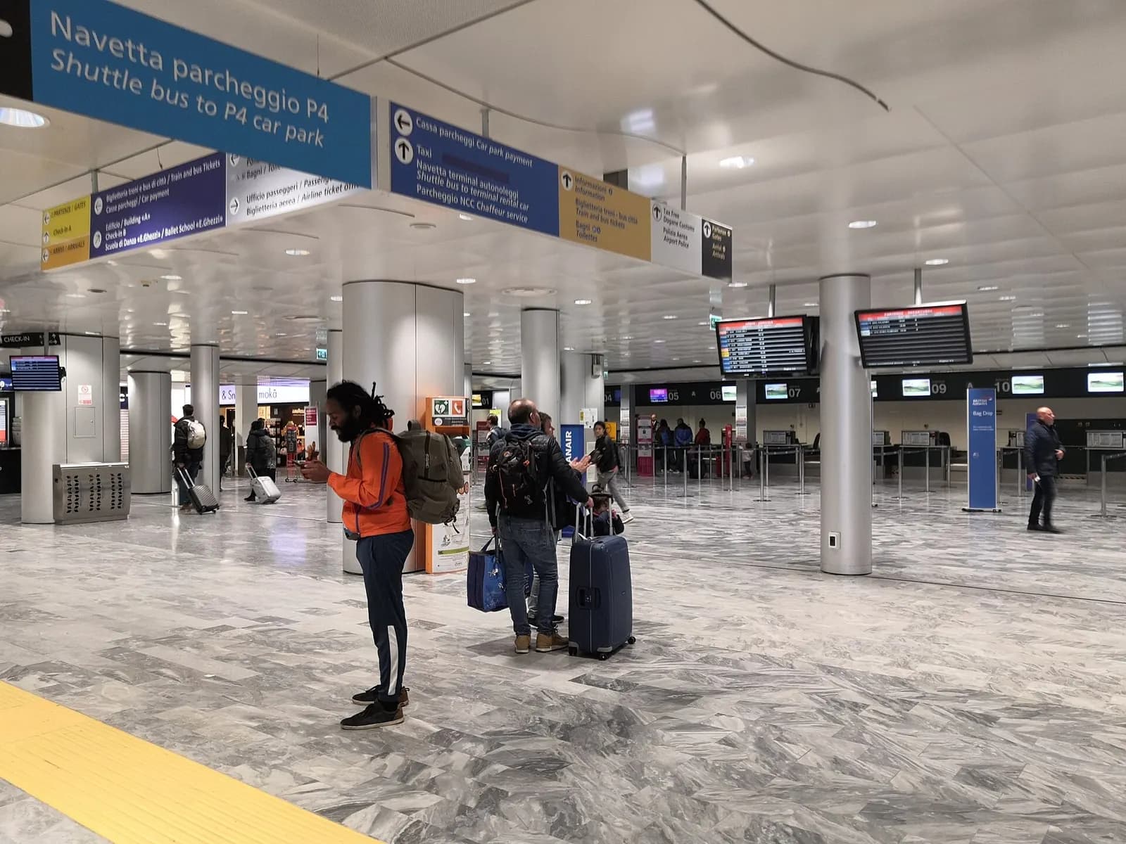 Interior passenger area of Pisa Galileo Galilei International Airport.