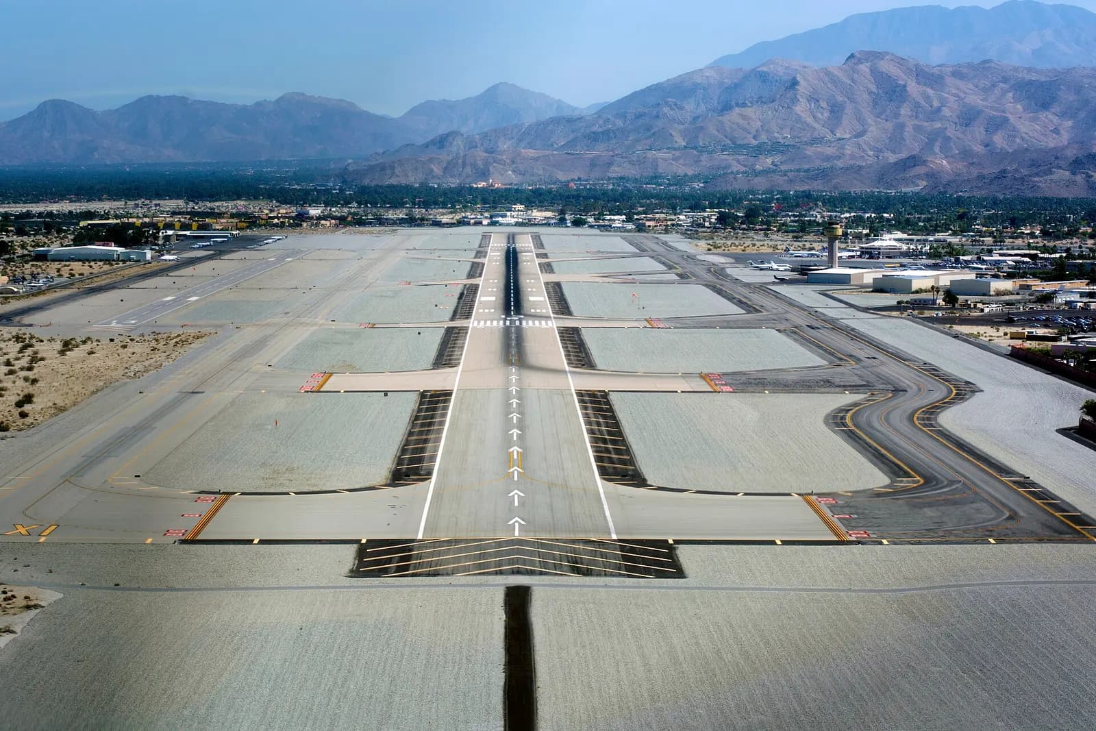 Aerial or ramp view of Palm Springs International Airport by Don Ramey Logan.