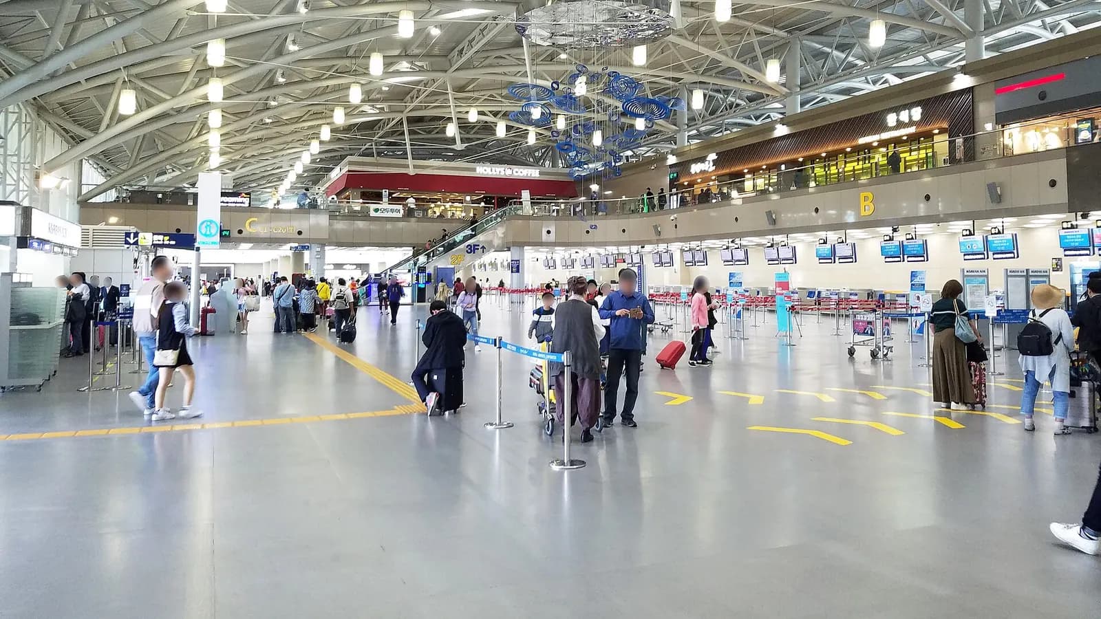 The departure hall of Gimhae International Airport in Busan, Republic of Korea