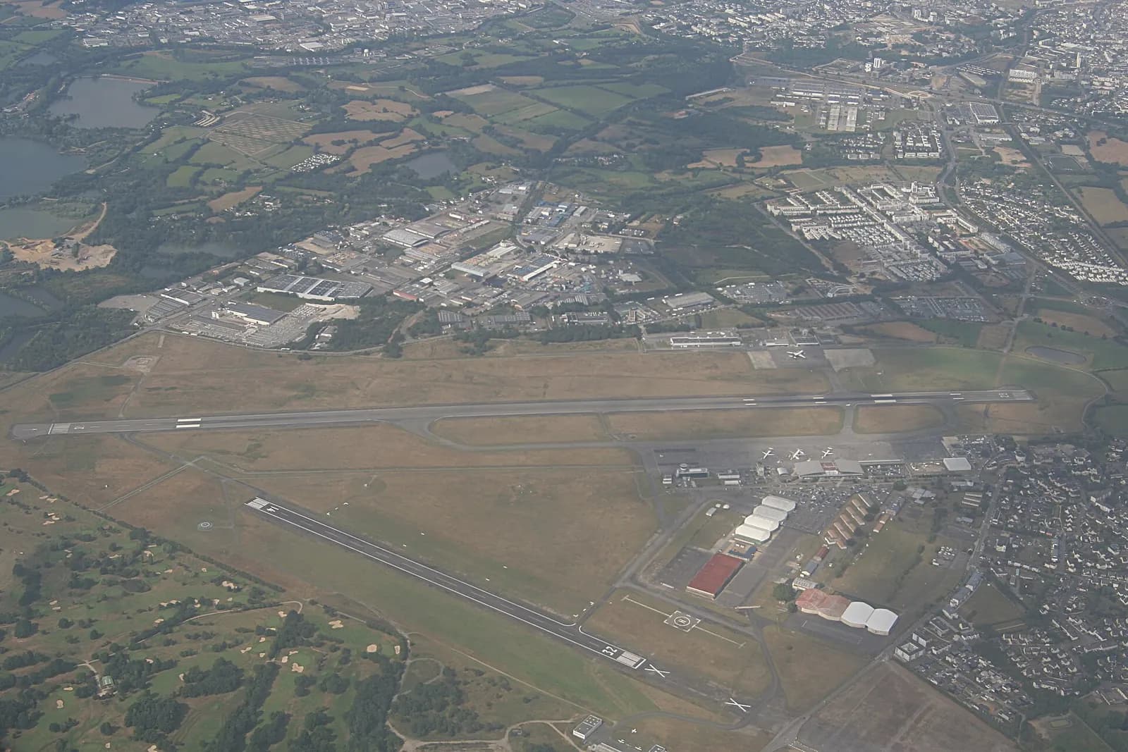 Rennes–Saint-Jacques Airport viewed from air.