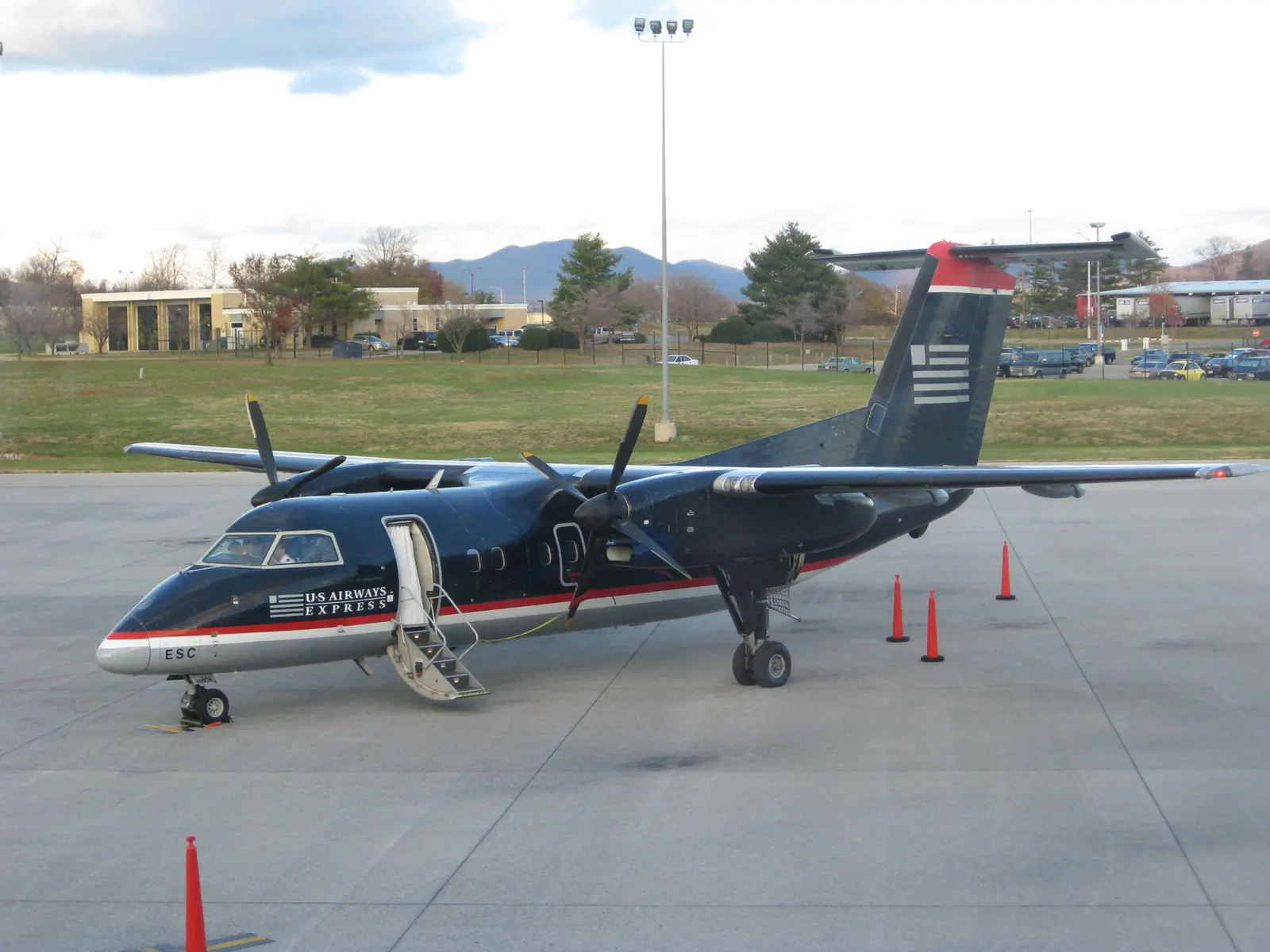 November 2008 US Airways Express Piedmont Dash 8-100 parked at Roanoke Regional Airport.