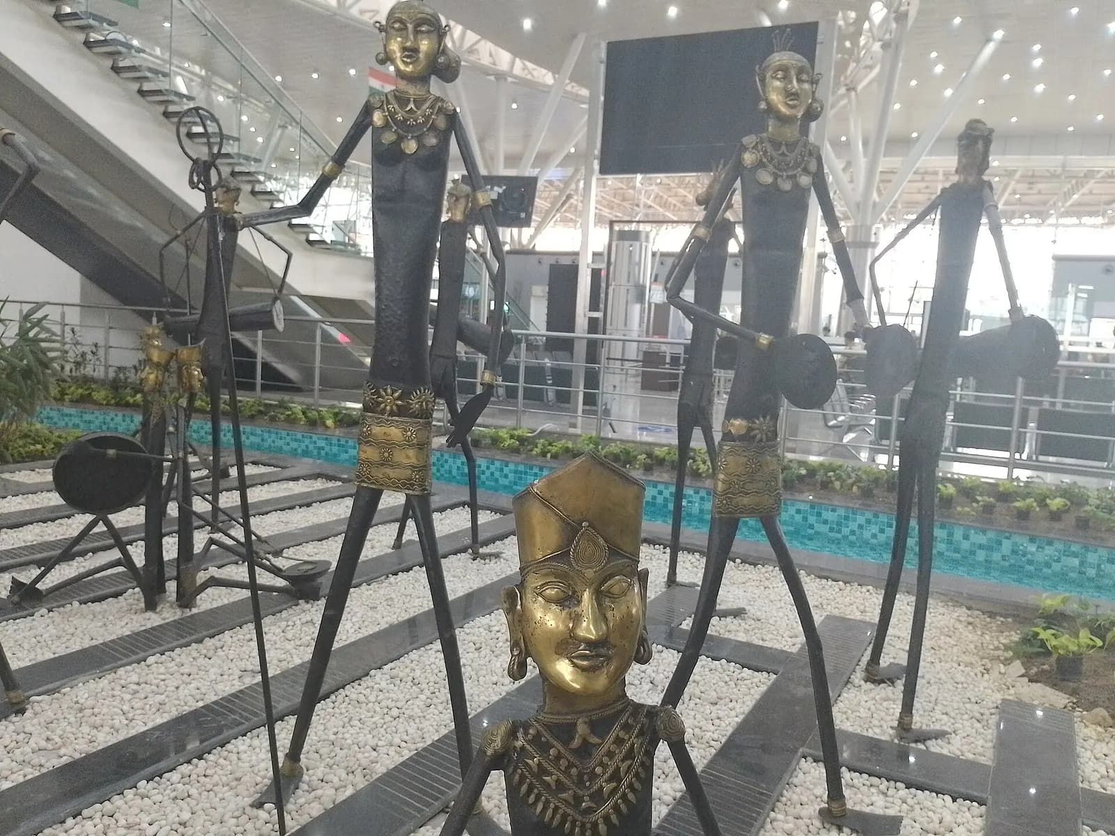 Tribal art installation at Swami Vivekananda Airport, Raipur, India (departure terminal).