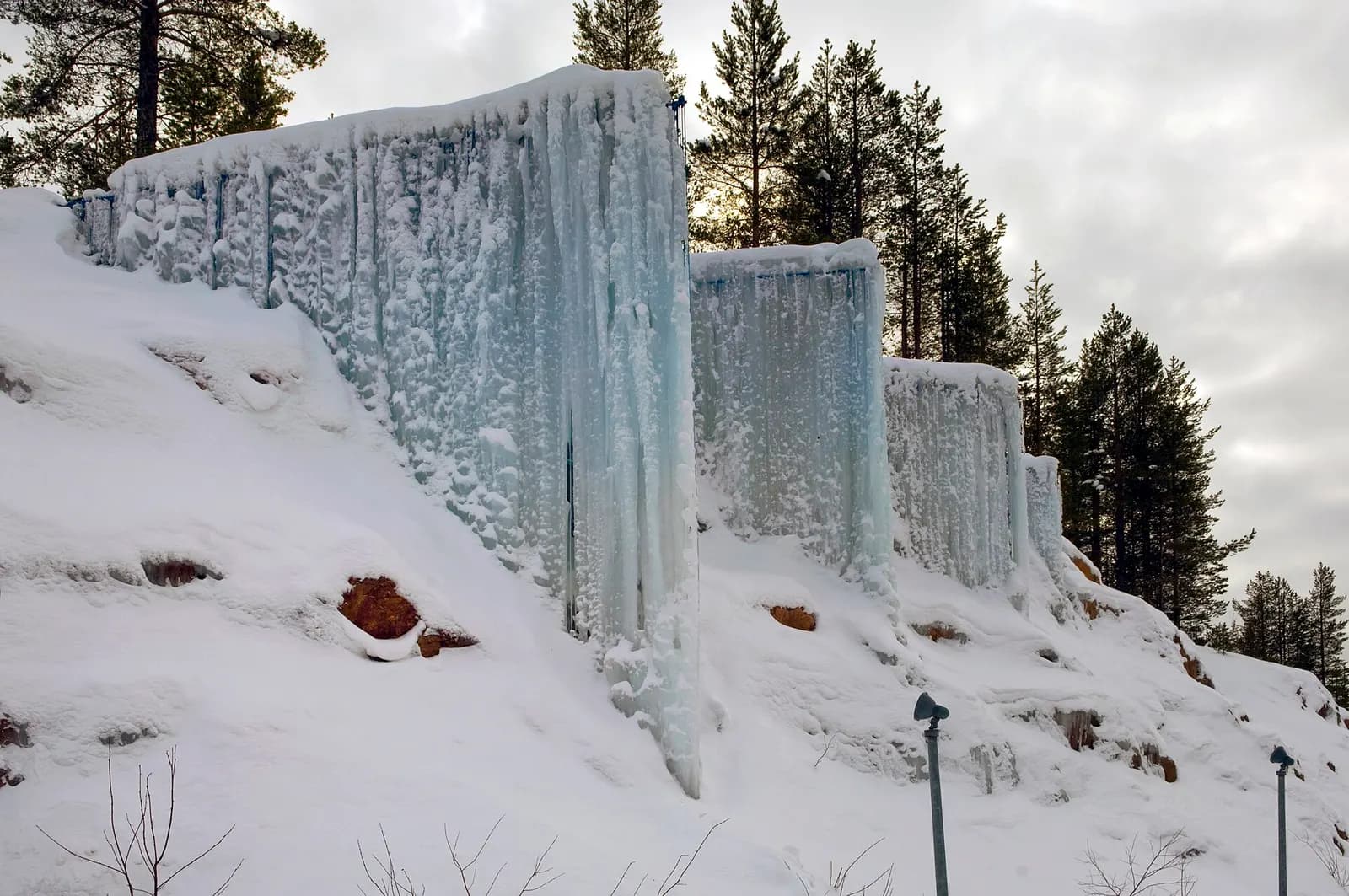 Ice decoration at the forecourt of Rovaniemi Airport in Lapland , Finland .