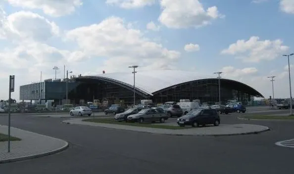 Rzeszów–Jasionka Airport terminal building from the airside apron side
