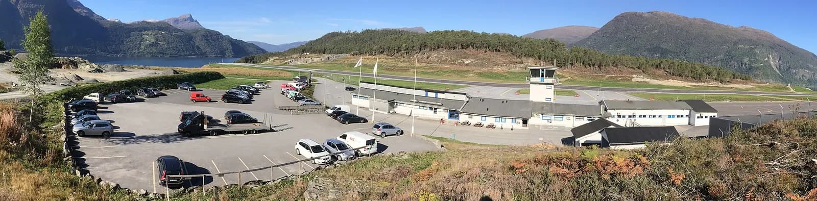 Fold-out panorama of Sandane Airport, Anda, Gloppen, Vestland, Norway (18 September 2014)