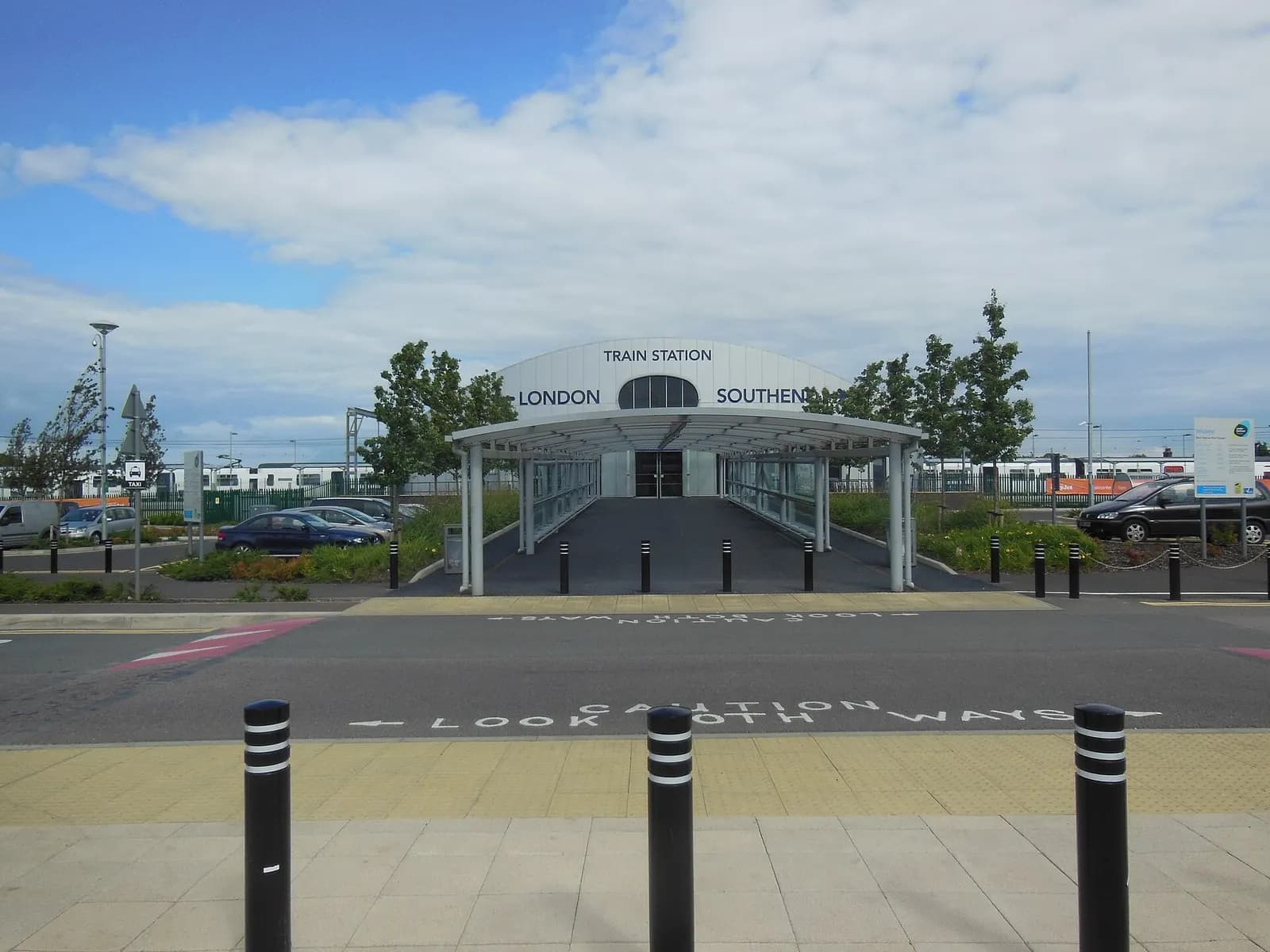 Southend Airport railway station entrance facing the terminal