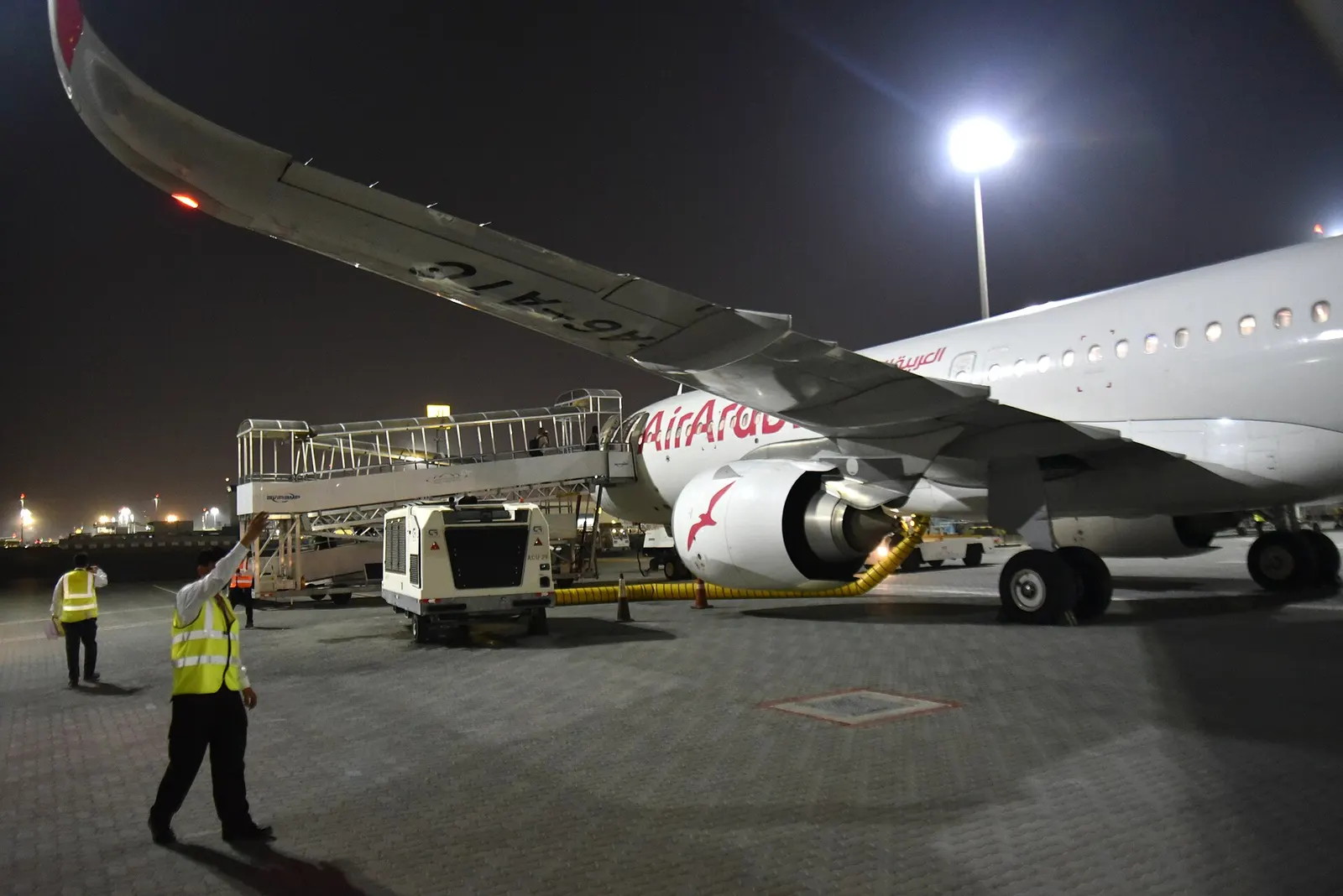 Air Arabia Airbus A321-251NXLR A6-ATC pauses at Sharjah International Airport (SHJ/OMSJ), United Arab Emirates, between arriving from Jomo Kenyatta International Airport (NBO/HKJK), Nairobi, Kenya, as G9735, and departing for Kuala Lumpur International Airport (KUL/WMKK), near Kuala Lumpur, Malaysia