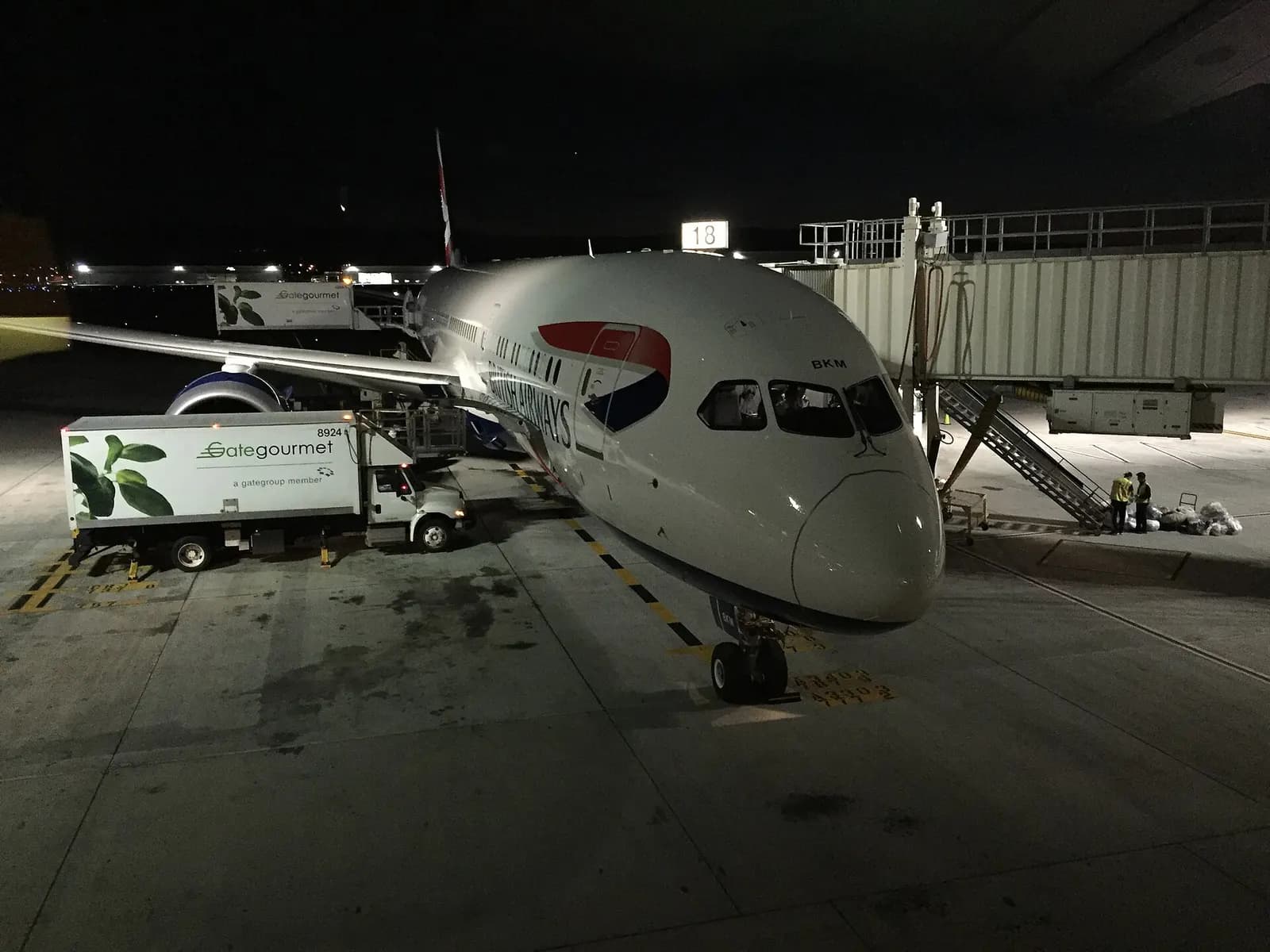 British Airways Boeing 787-9 registered G-ZBKM at San José International Airport, California. Operating Flight 278 to London Heathrow.