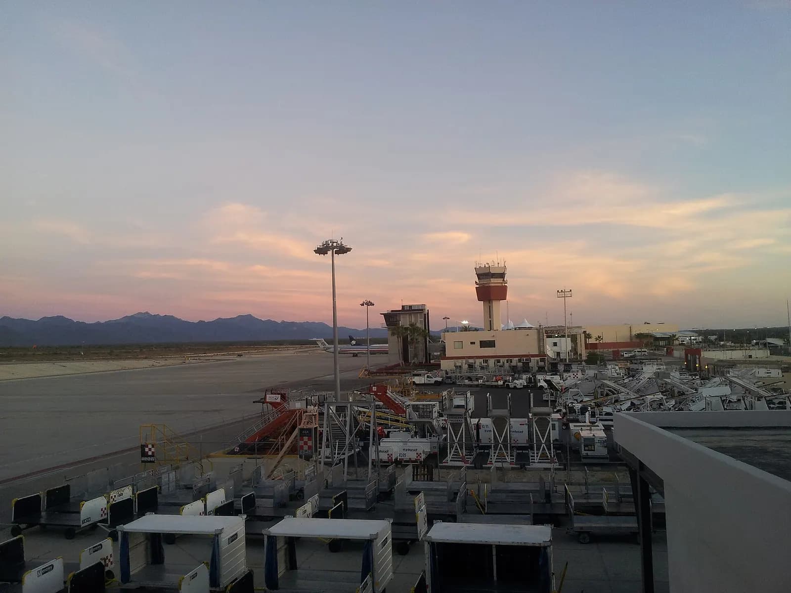 The sunrise at 7 am at the San José del Cabo airport, Mexico.
