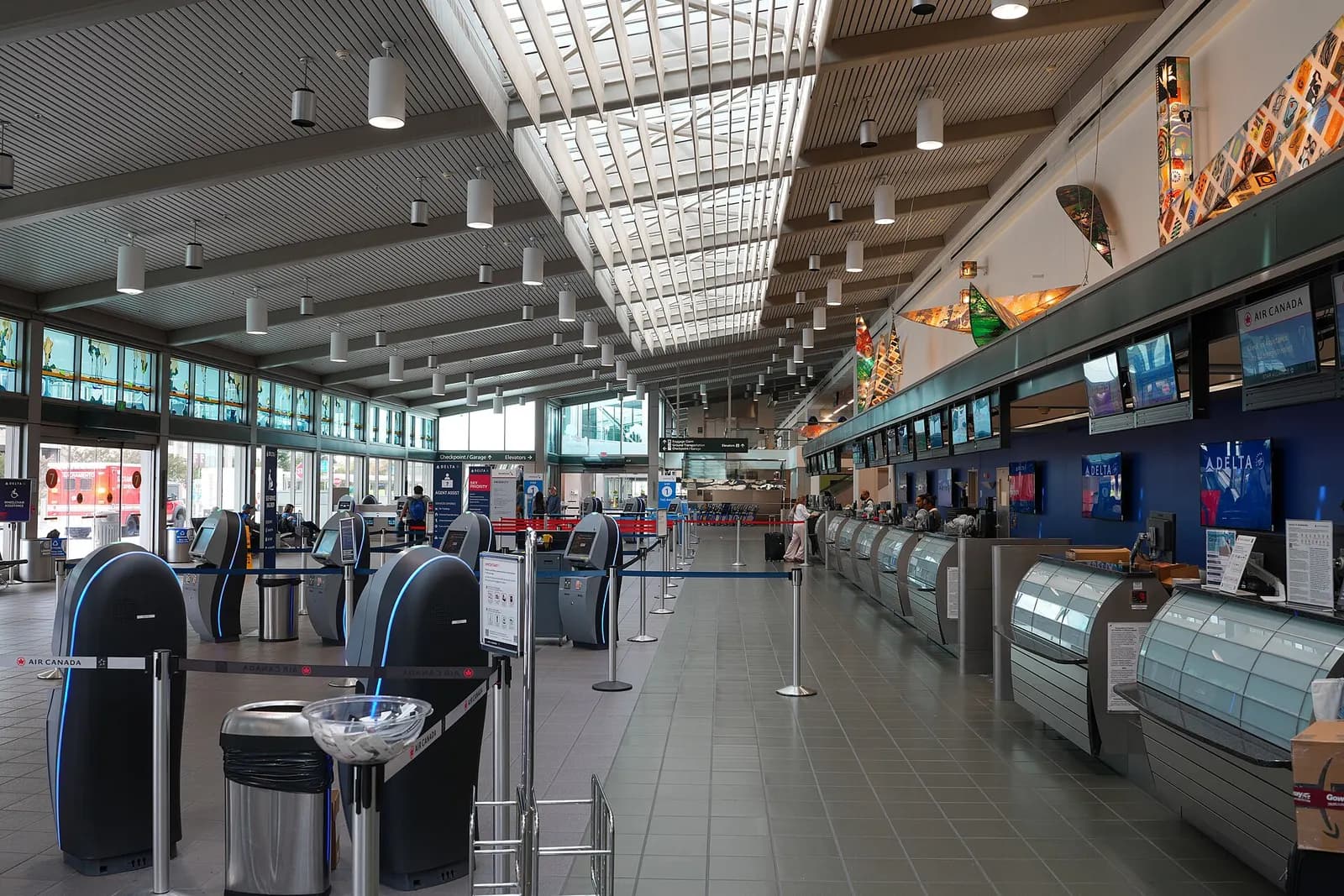 Airline check-in counters at Sacramento International Airport