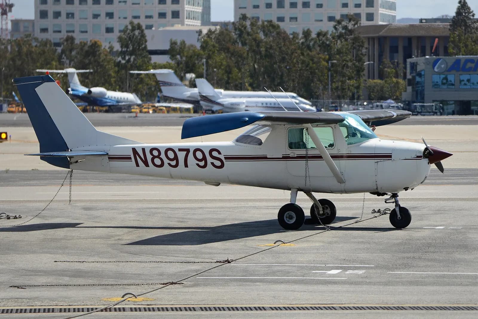 Cessna 150F N8979S, built in 1965, at John Wayne Airport, Orange County, California, USA.