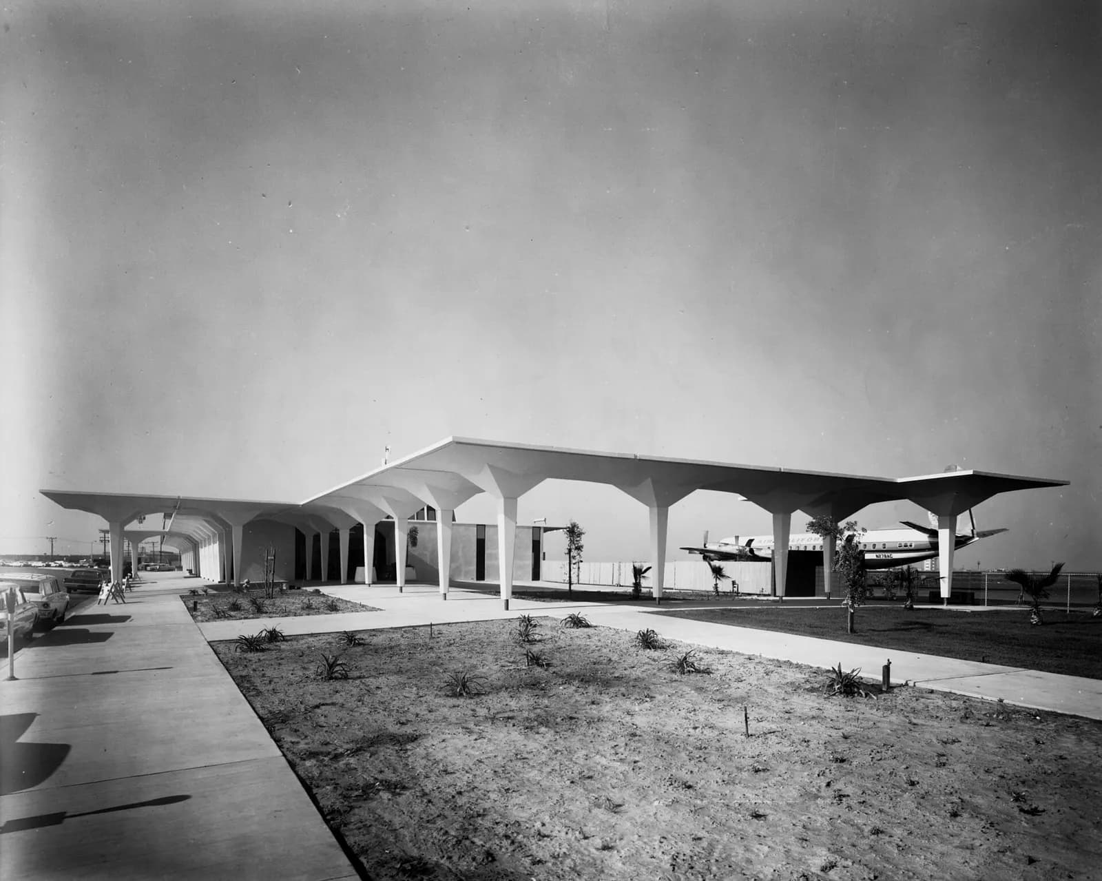 John Wayne Airport (1967). Located in Orange County , Southern California. There are no known copyright restrictions on this image. All future uses of this photo should include the courtesy line, "Photo courtesy Orange County Archives." Comments are welcome after reading our <a href=" http://egov