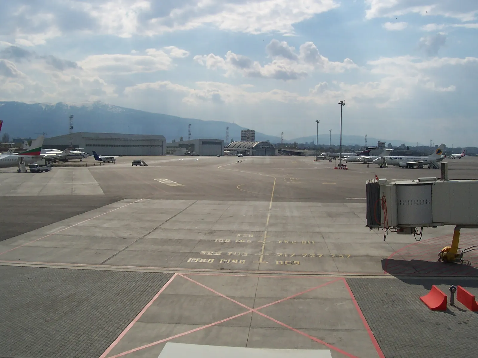 Apron and hangars in front of Sofia Airport Terminal 2