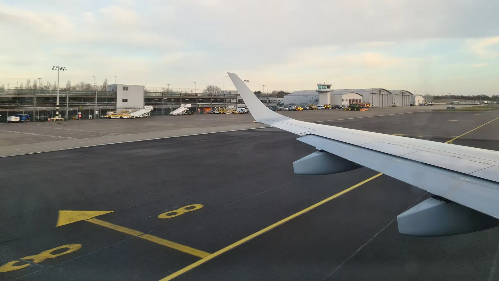 An empty morning apron, at Southampton Airport.