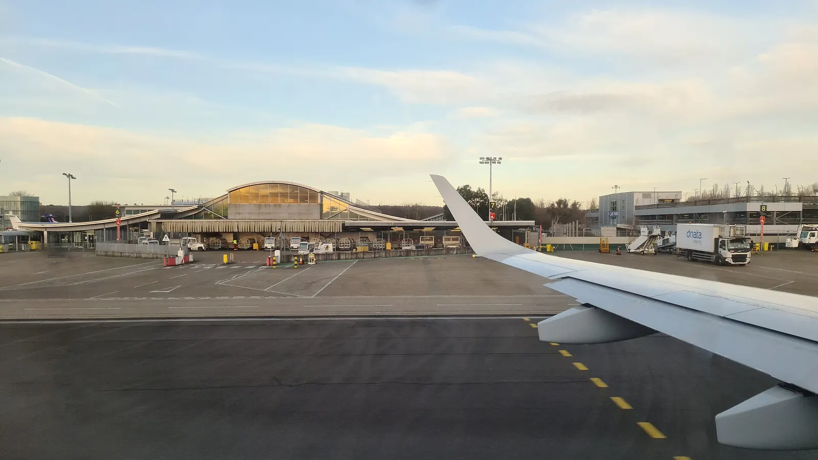 View of one side of the terminal building, at Southampton Airport.